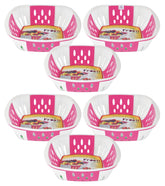 Heart Home Large Plastic Fruit, vegetable Storage Basket- Pack of 6 (Pink)-HS42KUBMART25365